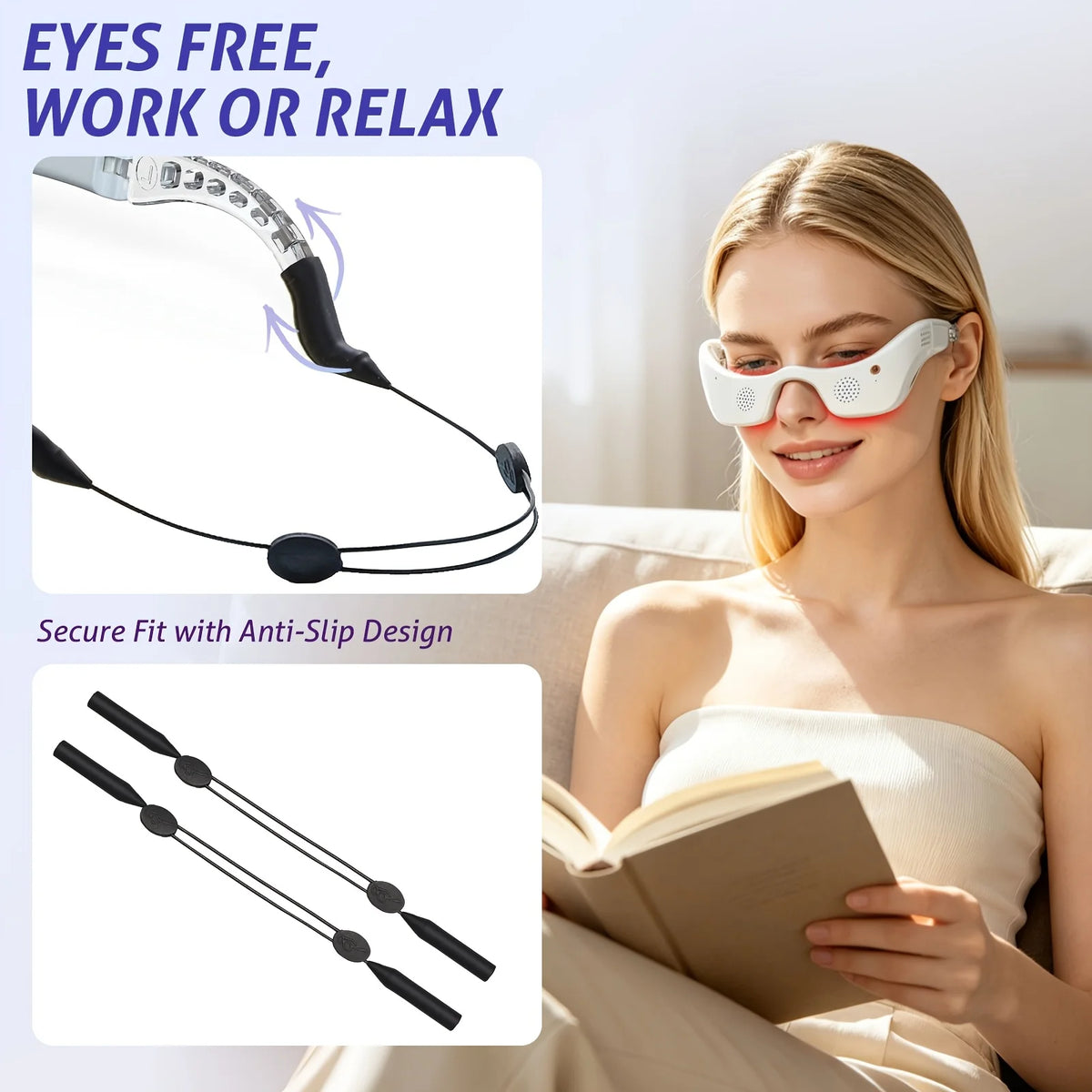 LED Eye Massager Hot Cold Compress 7 Color Light Therapy Phototherapy Eye Care Device for Dark Circles Puffiness Wrinkles Eye Bag Removal Electric Heat Cooling Vibration Anti Aging Facial Skin Care Beauty Instrument Mask Glas