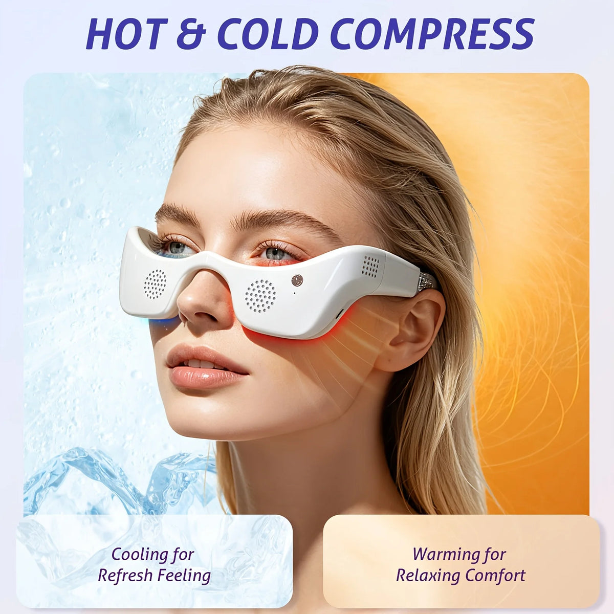 LED Eye Massager Hot Cold Compress 7 Color Light Therapy Phototherapy Eye Care Device for Dark Circles Puffiness Wrinkles Eye Bag Removal Electric Heat Cooling Vibration Anti Aging Facial Skin Care Beauty Instrument Mask Glas