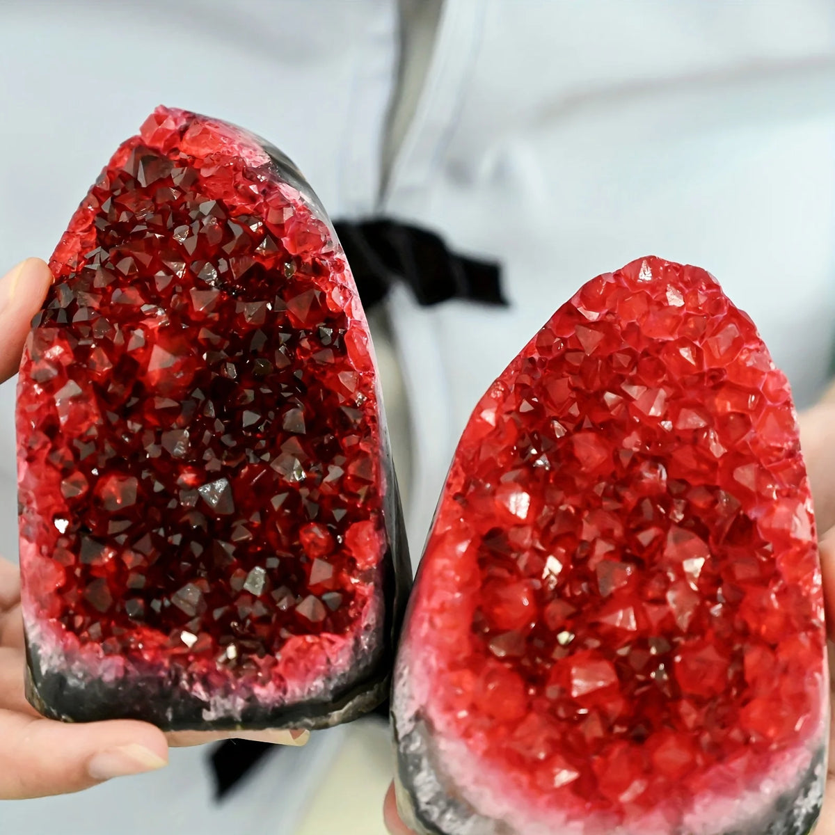 1PC Rare Red Geode Cut Base Cluster - Elegant Home & Office Decor, Unique Geological Gift Idea,Crystal Crafts
