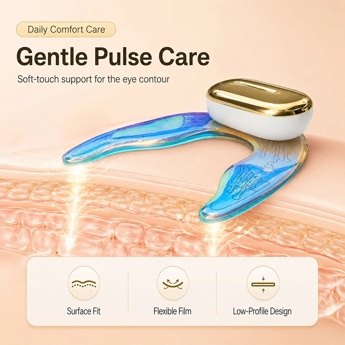 EMS Eye Massager for Women Wireless LED Eye Care Device Reusable Electric Under Eye Lift Patches, 3 Modes 3 Intensity Levels, 9 Comfort Settings for Dark Circles, Puffiness, Fine Lines, Firming, Portable Daily Eye Relaxation