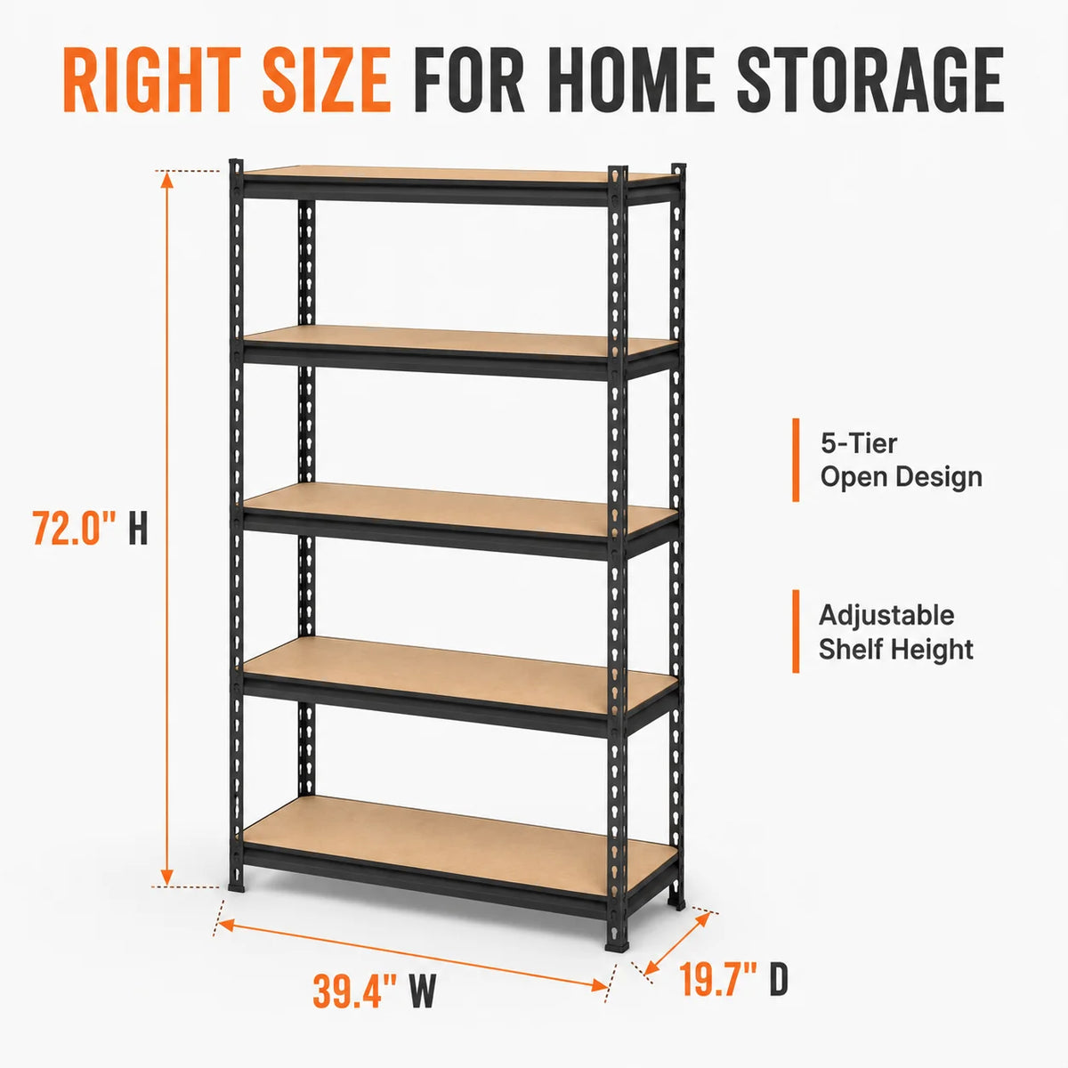 72 Inch Heavy-Duty Metal Storage Shelves, With A Load-Bearing Capacity Of 400 Pounds Per Layer, Adjustable Height, Easy Assembly For Independent Garage, Warehouse, And Office Shelves - Industrial Style Sorting Rack, Utility S