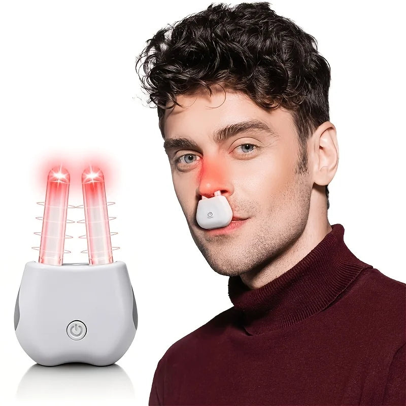 630nm Red Light Nasal Care Device Portable Rechargeable Nose Light Therapy with 5 Minute Auto Timer Adjustable Nasal Tubes Lightweight 14g USB Charging for Daily Nasal Comfort Dry Nose Care Home Travel Adults Personal Wellnes