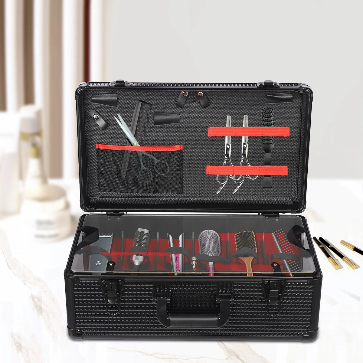 Professional Barber Case 47*19*26cm Barber Makeup Supplies Case10kg Load Capacityy Barber Tool Organizer Case for Storing Barber Supplies In Hair Salons/Beauty Salons