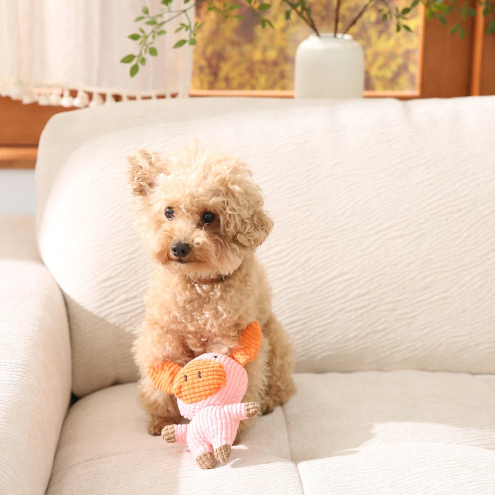 15PCS/Carton Plush Pig Dog Toy Soft Squeaky Chew Toy for Puppies Teething Teeth Cleaning Interactive Pet Toy Wholesale Pet Supplies