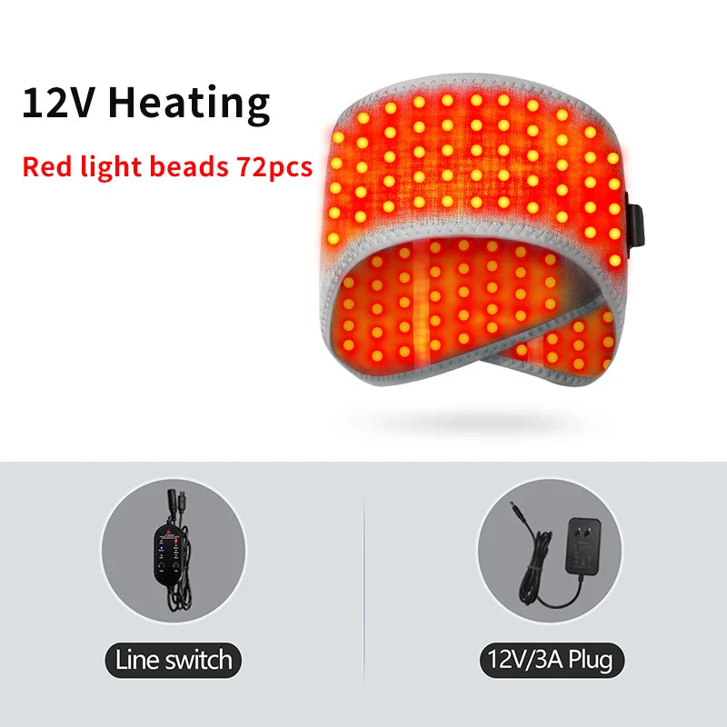 660nm Red Light Heated Headband Full-Wrap Head Massager Red Light 3 Heating Modes Relief Pain Anti-fatigue Helpful for Sleep Forehead Heating Pad Relieve Head Discomfort Home Relax 3 Modes Velcro Adjustable
