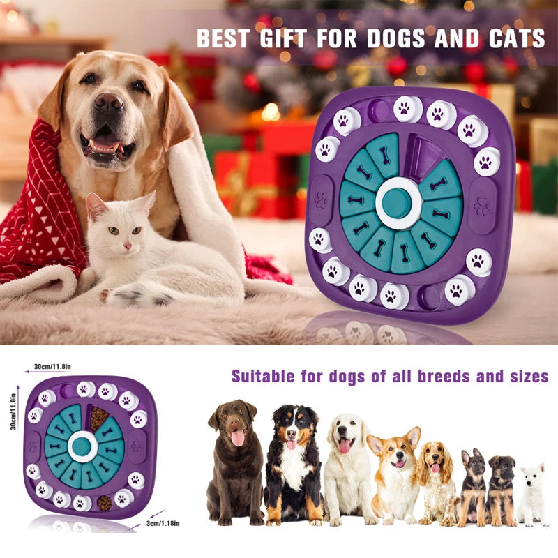 Dog Puzzle Feeder Toy, Interactive Treat Dispensing Dog Enrichment Toy, Slow Feeding Brain Stimulation Game for Small Medium Large Dogs