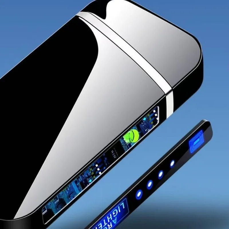 Smart Chip Electric Dual Arc USB Lighter Outdoor Windproof Pulse Plasma Flameless Digital Power Display Lighter Men's Gift