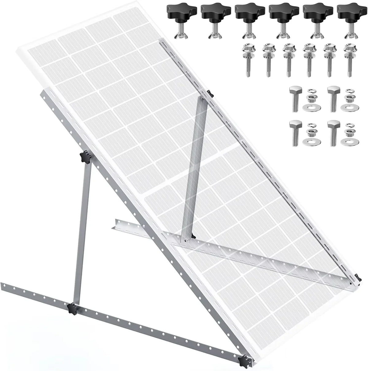 RVPOZWER 45in/47in 4PCS 2PCS 1PCS Adjustable Solar Panel Bracket Heavy‑Duty Tilt Legs Mount Stand for Roof RV Caravan Boat Off‑Grid Outdoor Solar Installation