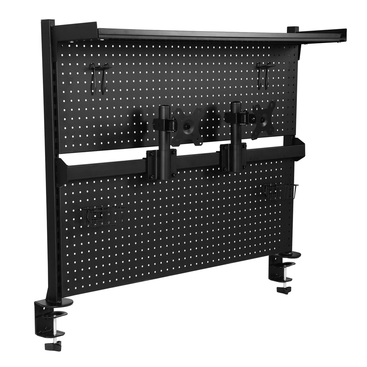 Metal Desktop Organizer with Monitor Stands Computer Accessories Metal Pegboard 51 X 34 Inch for Office Supplies Dorm Home Decor