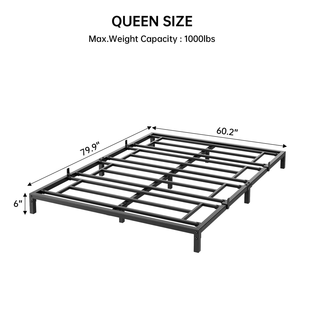 Twin/Full/Queen Size Metal Platform Bed Frame, Noise Free Anti-sliding Metal Slats, Heavy Duty Mattress Foundation with under Storage Space, 1000LBS Capacity, No Box Spring Needed