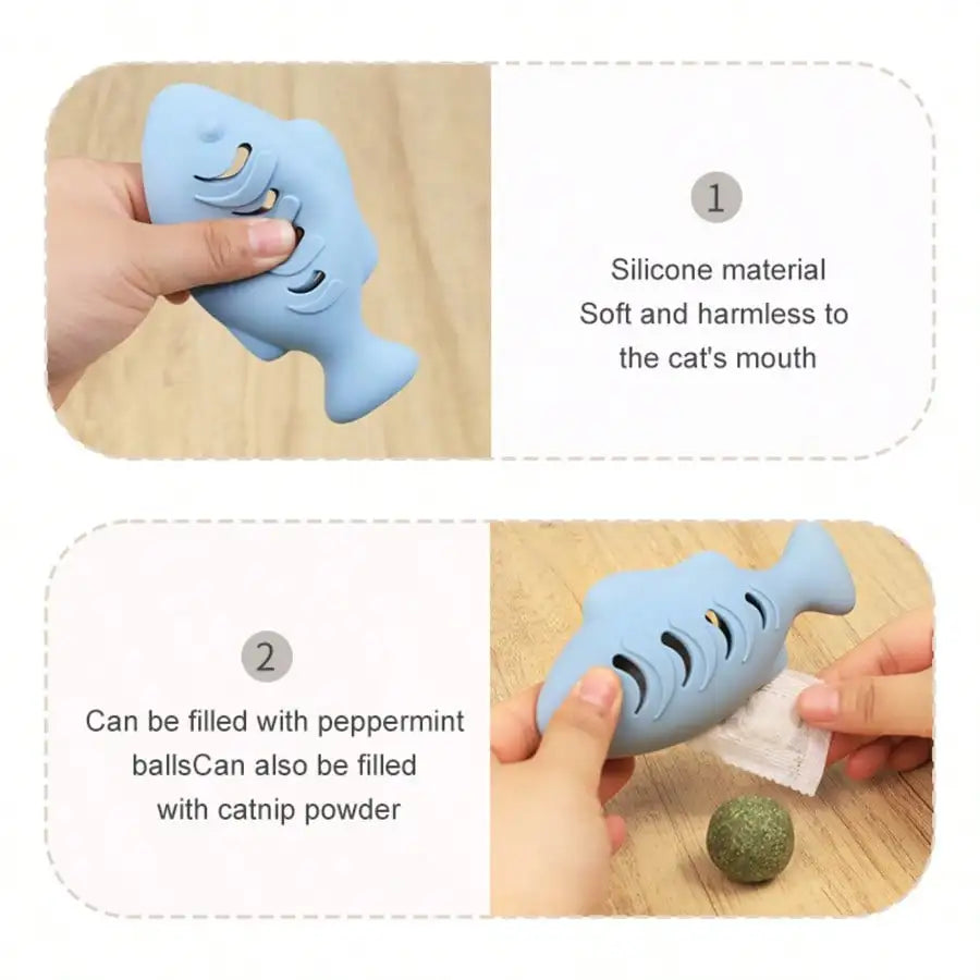 Silicone Fish Shaped Slow Feeder Puzzle Toy, Trains Pet Biting Strength, Funny Cat/Dog Toy