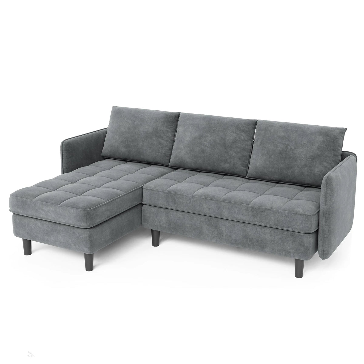 75.59 Inch Reversible L Shaped Sectional Sofa With Storage Ottoman, Chenille Couch For Small Spaces, Apartment Living Room Furniture Modern