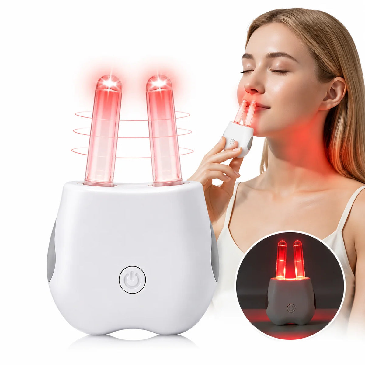630nm Red Light Nasal Care Device Portable Rechargeable Nose Light Therapy with 5 Minute Auto Timer Adjustable Nasal Tubes Lightweight 14g USB Charging for Daily Nasal Comfort Dry Nose Care Home Travel Adults Personal Wellnes