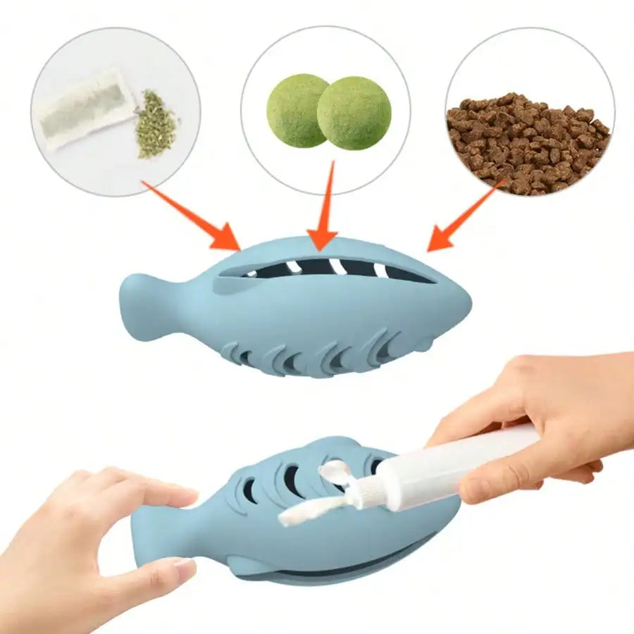 Silicone Fish Shaped Slow Feeder Puzzle Toy, Trains Pet Biting Strength, Funny Cat/Dog Toy