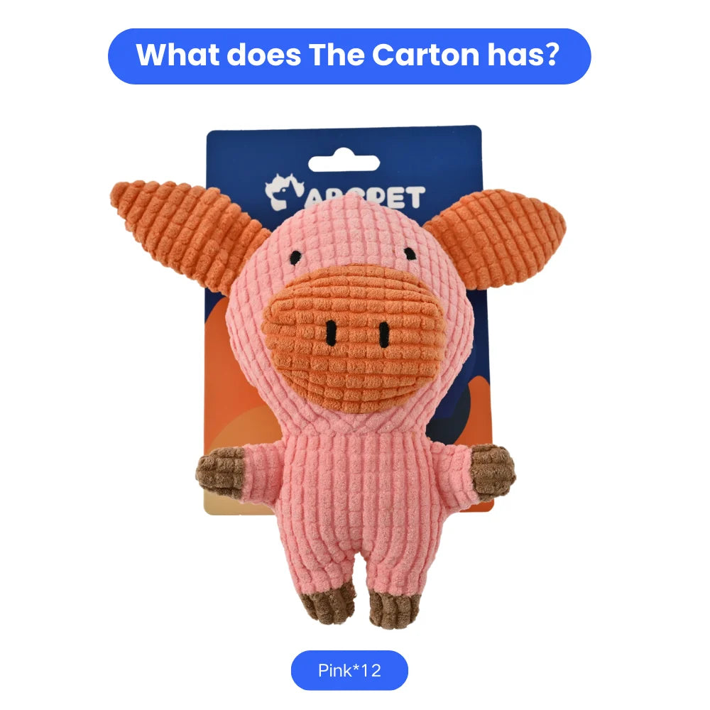 15PCS/Carton Plush Pig Dog Toy Soft Squeaky Chew Toy for Puppies Teething Teeth Cleaning Interactive Pet Toy Wholesale Pet Supplies