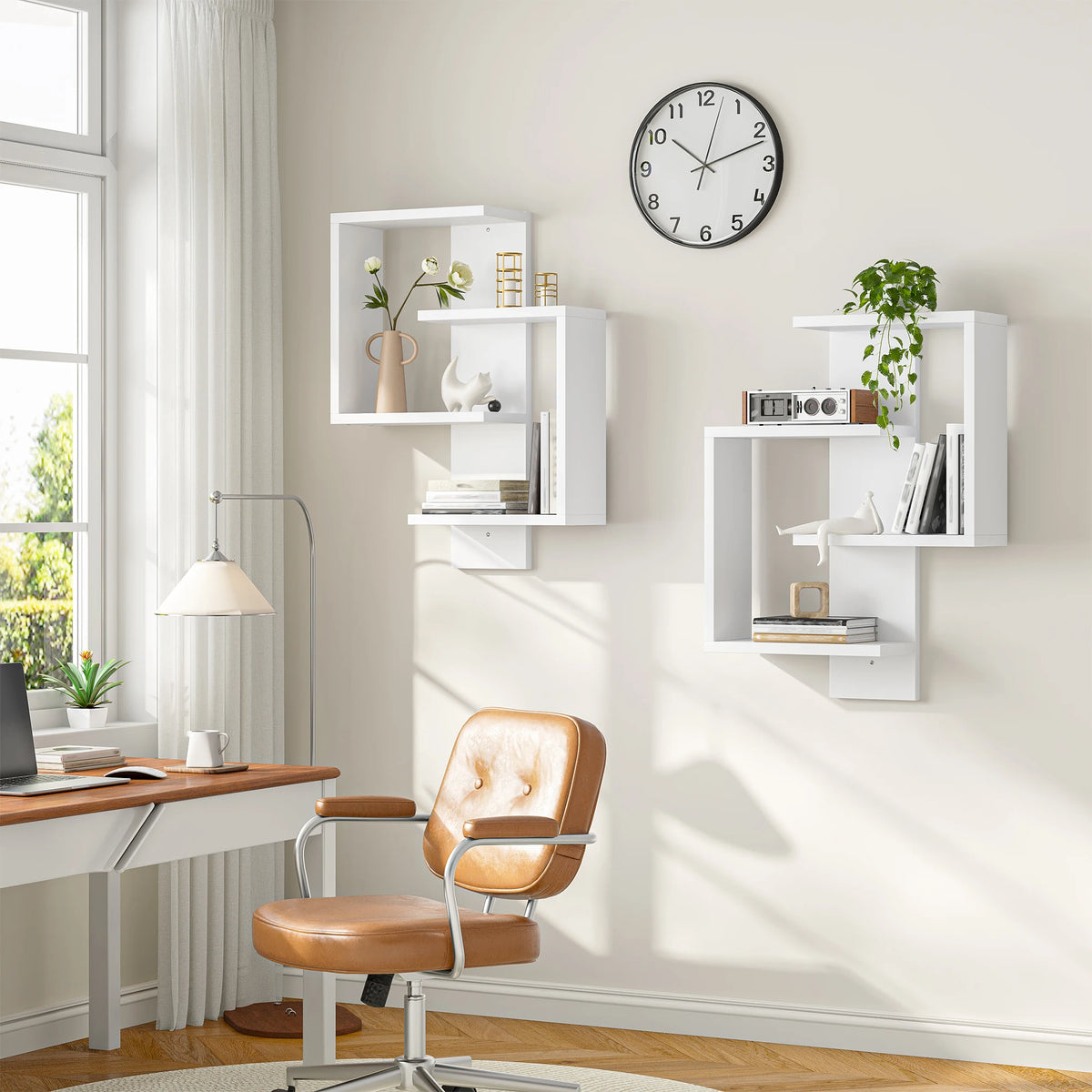 Floating Shelves with Unique Design, Modern Wall Mounted Display Rack with Hidden Brackets, Decorative Storage Shelf for Bedroom, Living Room, Kitchen, Bathroom