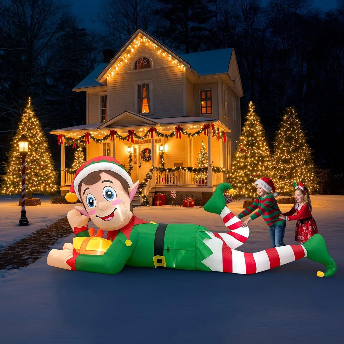 SHXI Christmas Elf Inflatable Yard Decoration With LED Lights