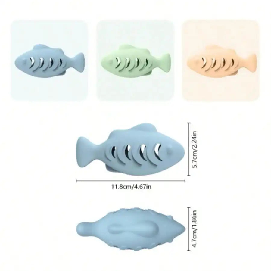 Silicone Fish Shaped Slow Feeder Puzzle Toy, Trains Pet Biting Strength, Funny Cat/Dog Toy