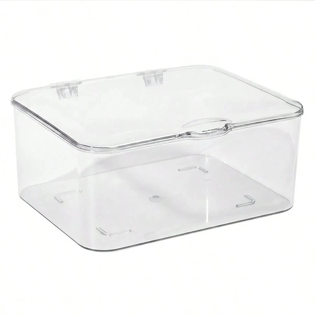 1 pc Transparent Plastic Storage Box with Lid Organizer for Medicine Cosmetics Makeup Jewelry Stationery Desktop Drawer Container Dustproof Clear Bin