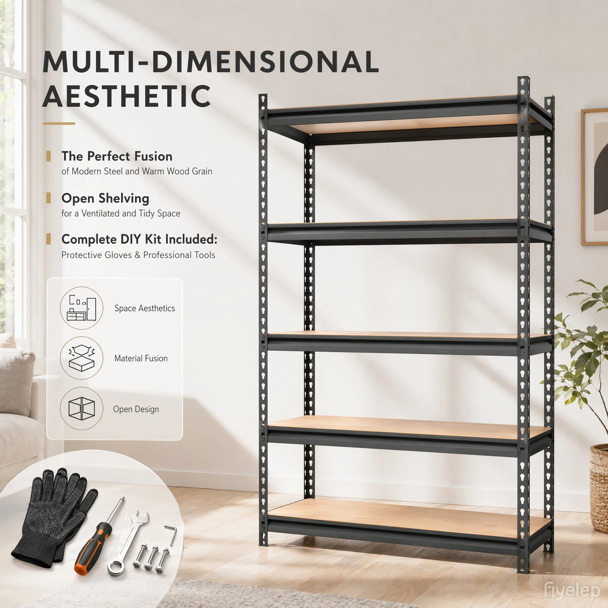 72 Inch Heavy-Duty Metal Storage Shelves, With A Load-Bearing Capacity Of 400 Pounds Per Layer, Adjustable Height, Easy Assembly For Independent Garage, Warehouse, And Office Shelves - Industrial Style Sorting Rack, Utility S