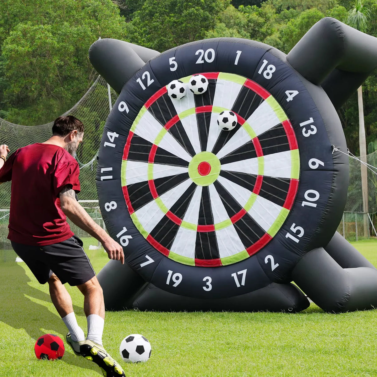 Large Inflatable Football Target for Courtyard Outdoor Football Dartboard Indoor Training Kick Goal with Fan And Ball Included