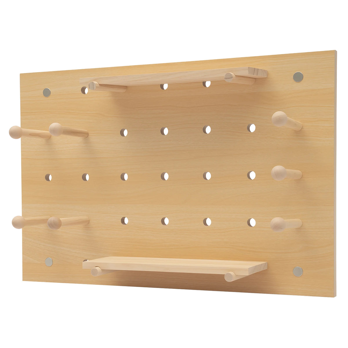 Wooden Pegboard Combination Wall Organizer Kit, Modular Display Pegboard with Shelves & Hooks, DIY Hanging Peg Board