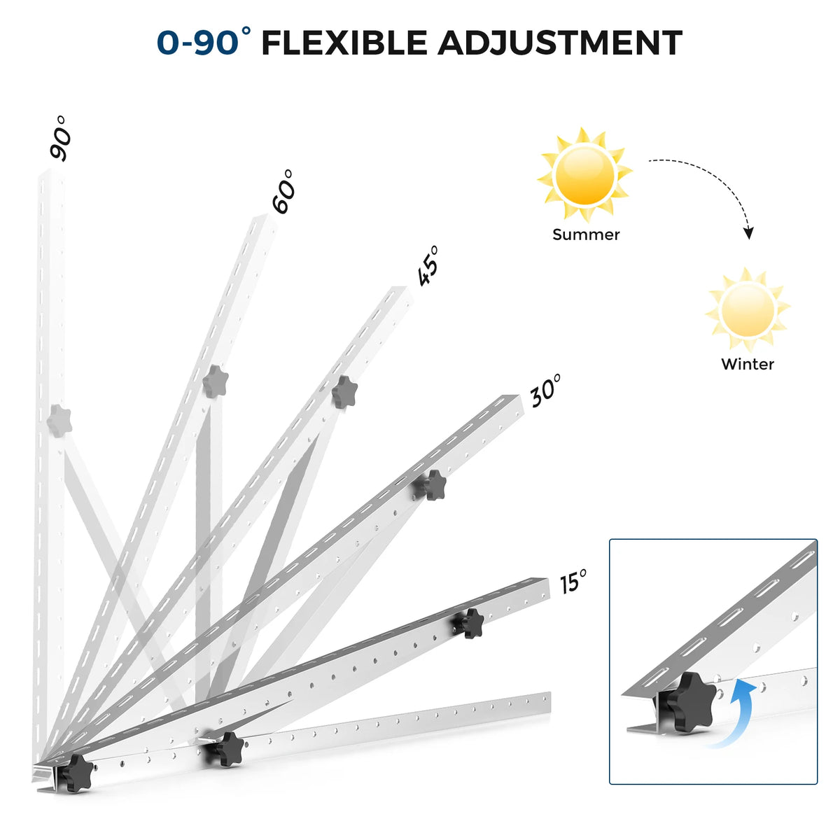 RVPOZWER 45in/47in 4PCS 2PCS 1PCS Adjustable Solar Panel Bracket Heavy‑Duty Tilt Legs Mount Stand for Roof RV Caravan Boat Off‑Grid Outdoor Solar Installation