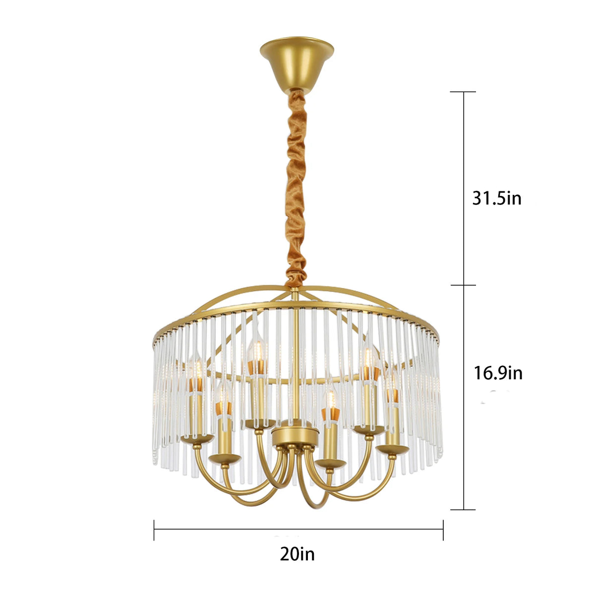 6-Light Crystal Ceiling Mounted Chandelier Ceiling Light Fixture for Home Decor