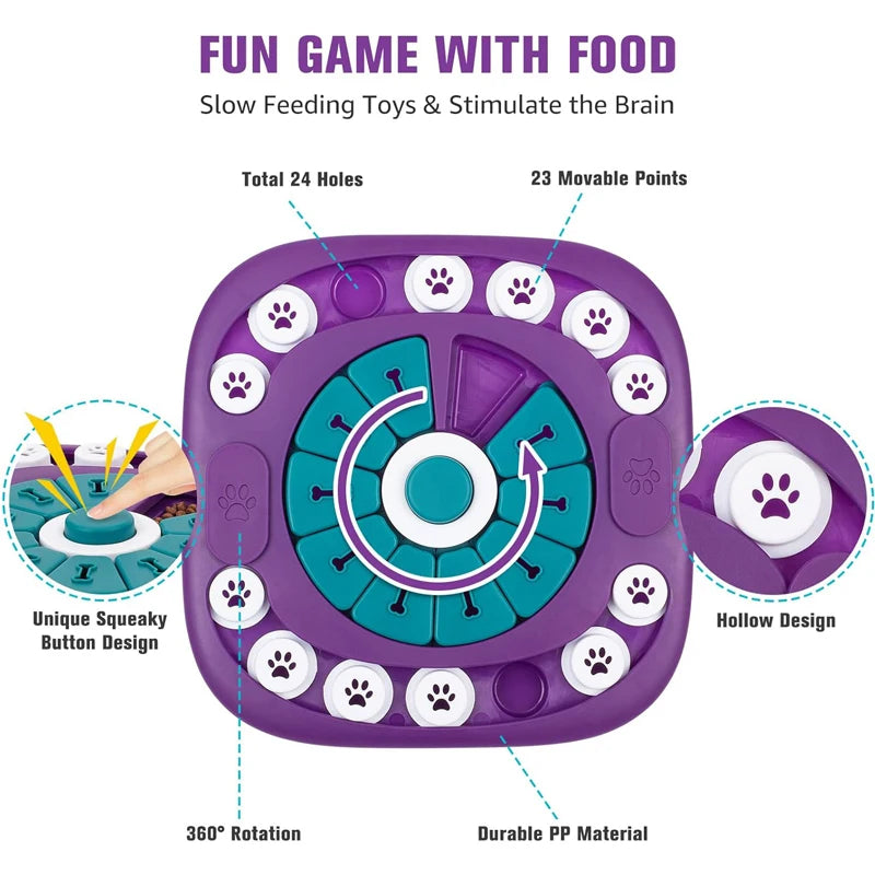Dog Puzzle Feeder Toy, Interactive Treat Dispensing Dog Enrichment Toy, Slow Feeding Brain Stimulation Game for Small Medium Large Dogs
