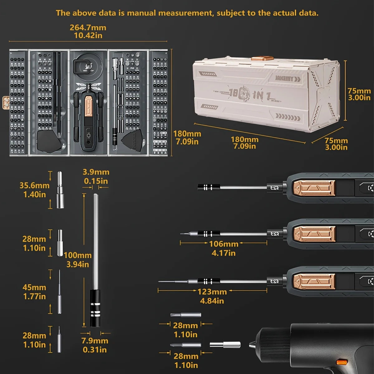180 in 1 Precision Manual Multifunctional Screwdriver Set Magnetic Phillips Bits Mobile iPhone & PC & Glasses Repair Tool Gift