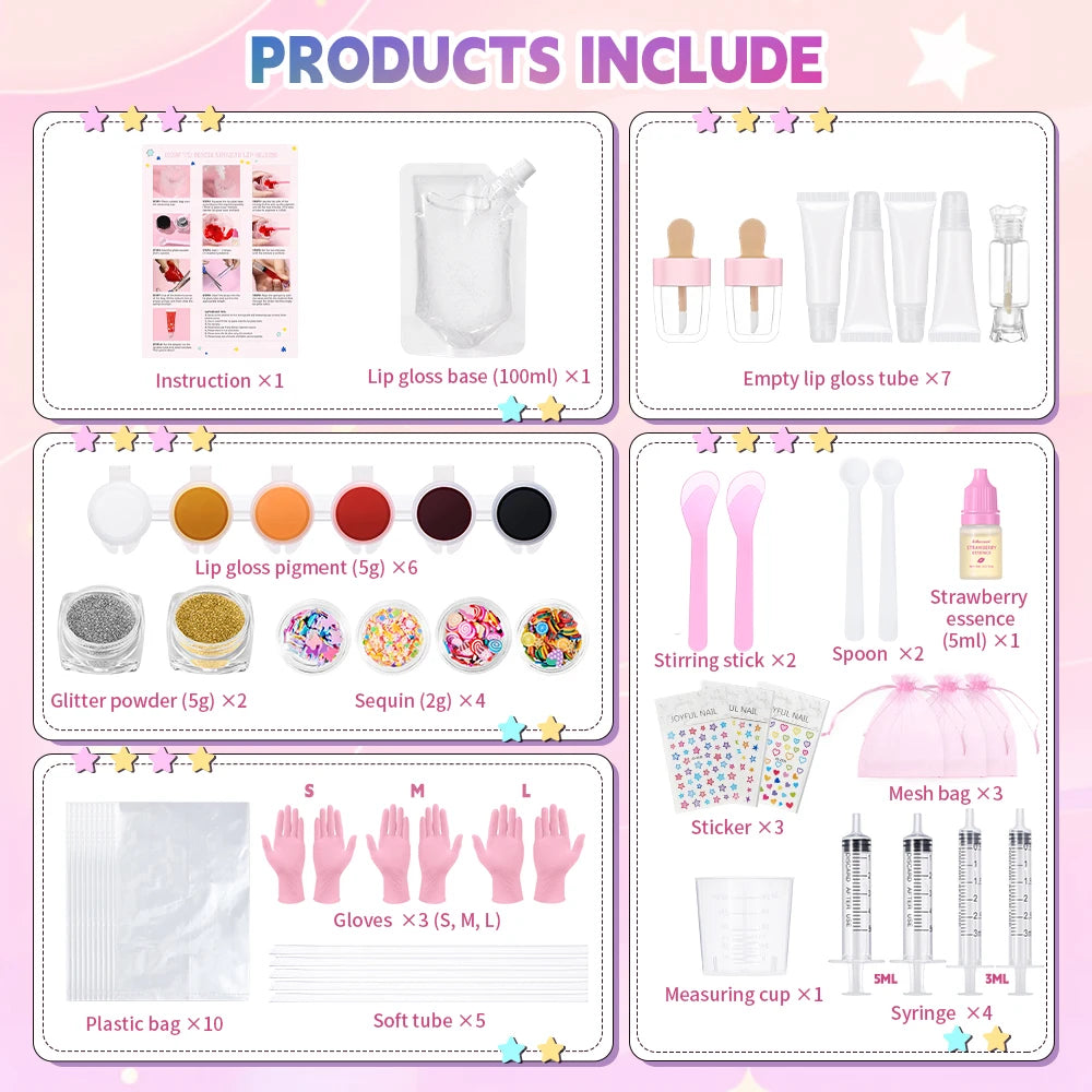 Lakerain DIY Lip Gloss Making Kit With Pigments And Tools