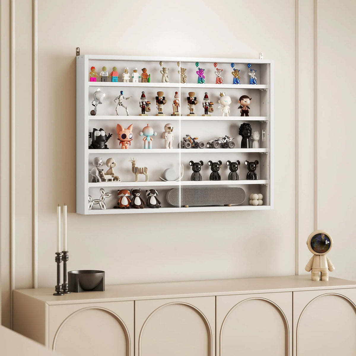 HOMCOM Wall-Mounted Glass Display Cabinet With Adjustable Shelves