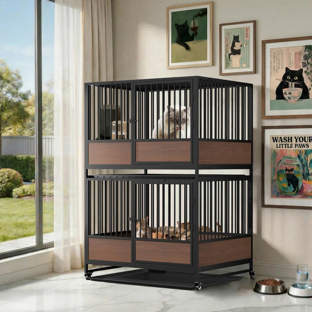 Large Cat Cage Heavy Duty Metal Crate Enclosure Playpen Kennel for Cats and Small Dogs Puppy