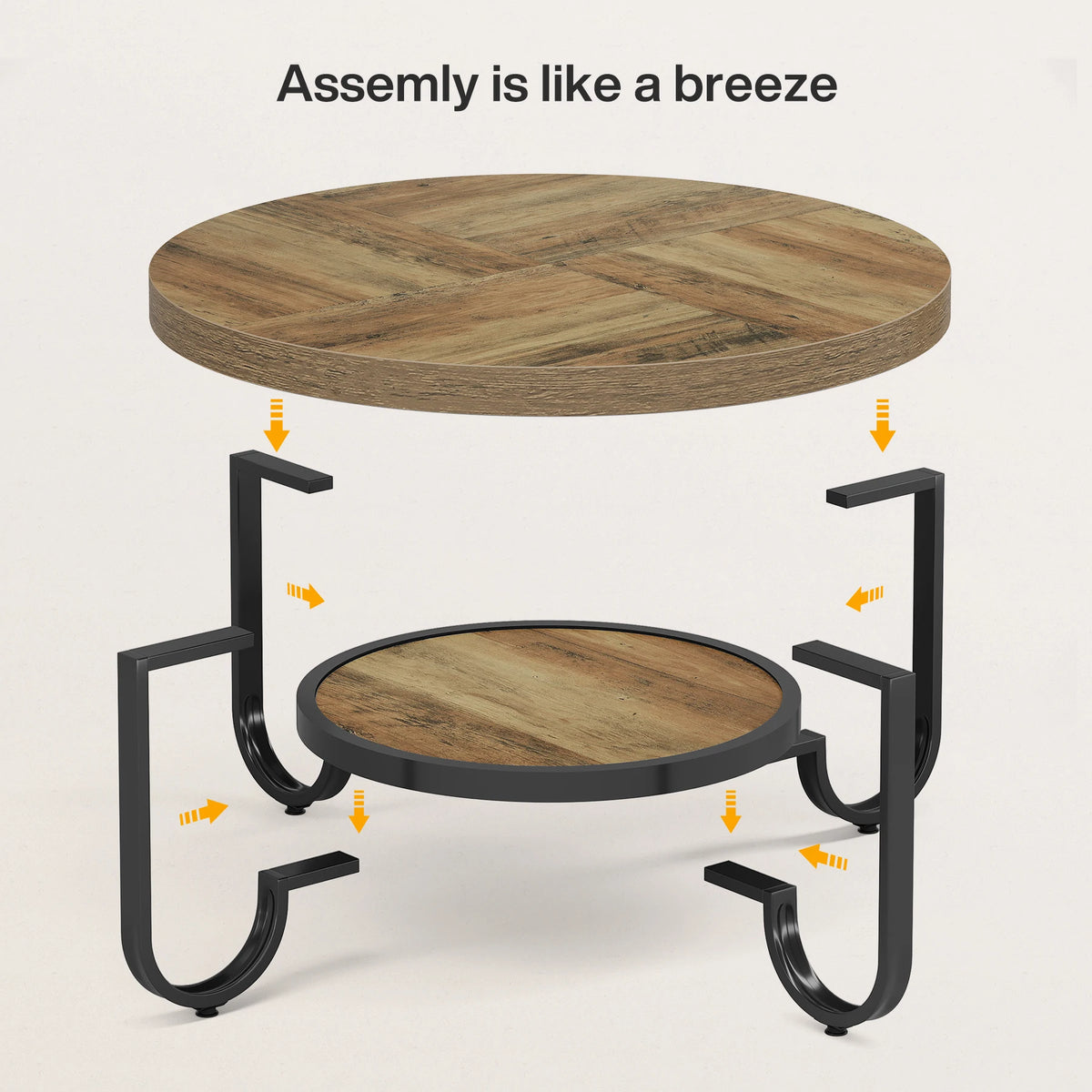 Tribesigns Round Coffee Table With Two Tier Storage Shelf