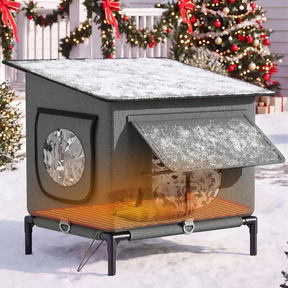 YITAHOME Heated Outdoor Cat House with Heating Pad for Winter, Green