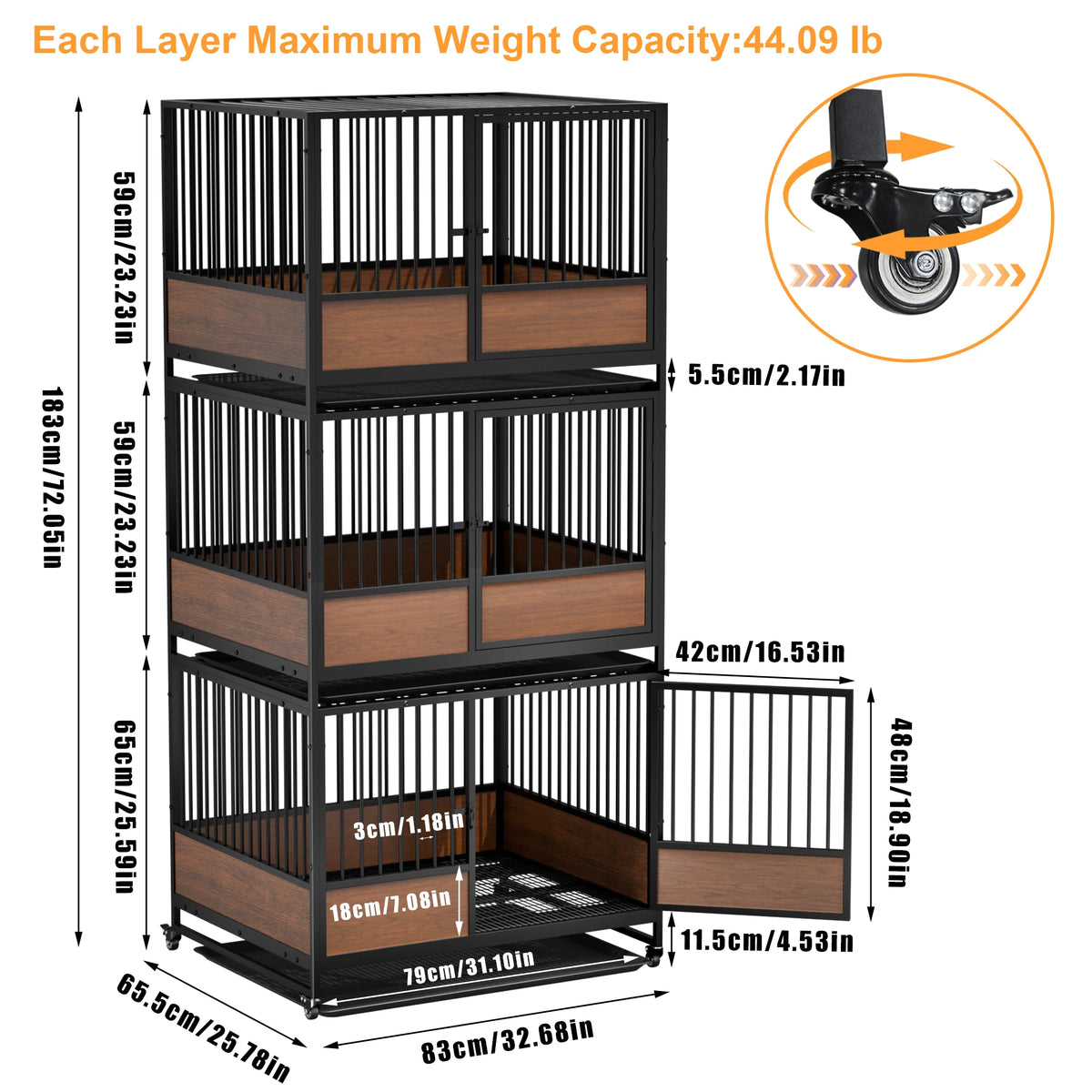 Large Cat Cage Heavy Duty Metal Crate Enclosure Playpen Kennel for Cats and Small Dogs Puppy
