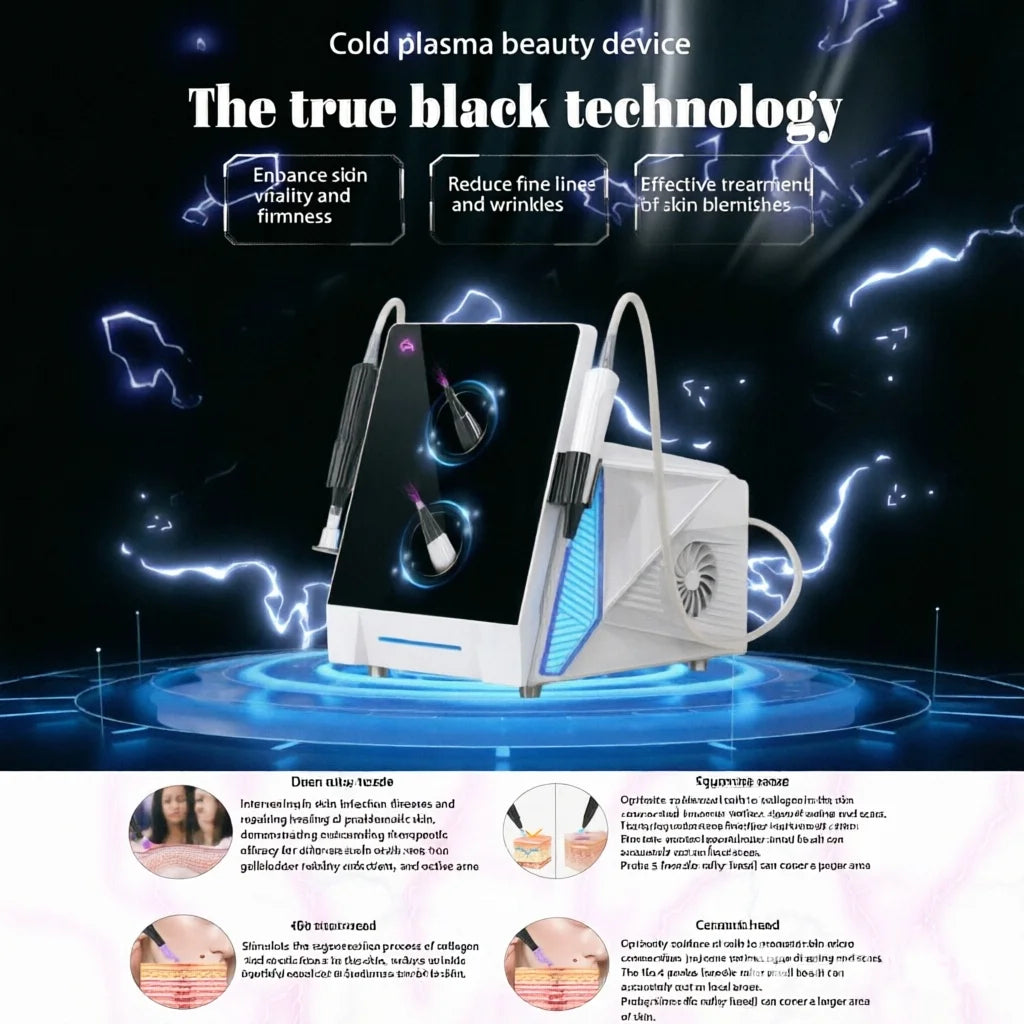 Dual Cold Hot Plasma Beauty Machine 2 Handles Skin Rejuvenation Anti-Wrinkle Anti-Inflammatory Scalp Care Skin Treatment Device