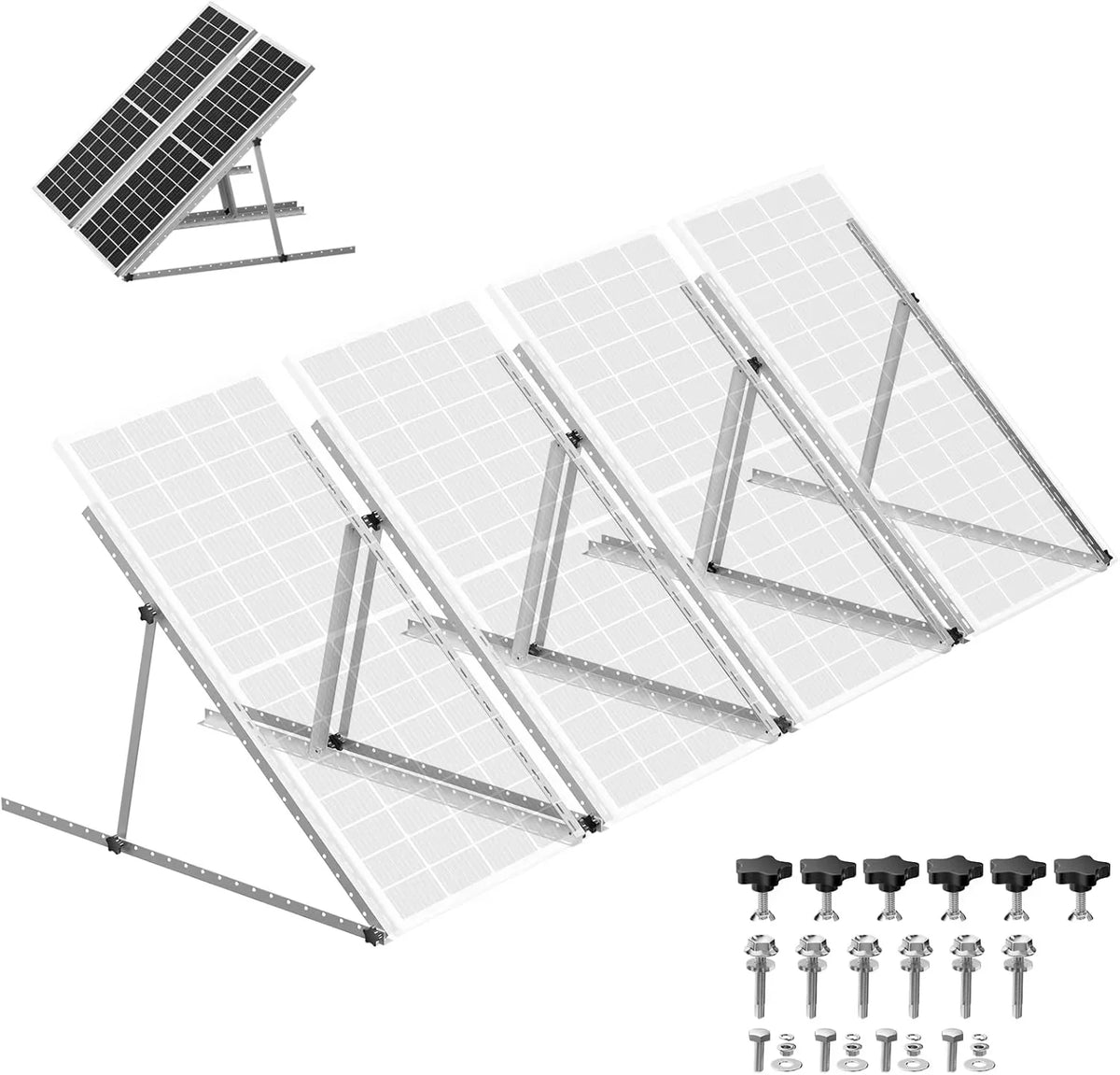 RVPOZWER 45in/47in 4PCS 2PCS 1PCS Adjustable Solar Panel Bracket Heavy‑Duty Tilt Legs Mount Stand for Roof RV Caravan Boat Off‑Grid Outdoor Solar Installation