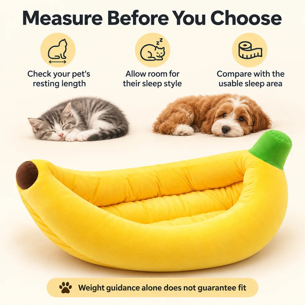 Banana Pet Bed Plush Cat Bed For Indoor Cats Kittens And Small Dogs Soft Bolster Sleeper With Raised Sides And Open Top For Cozy Lounging