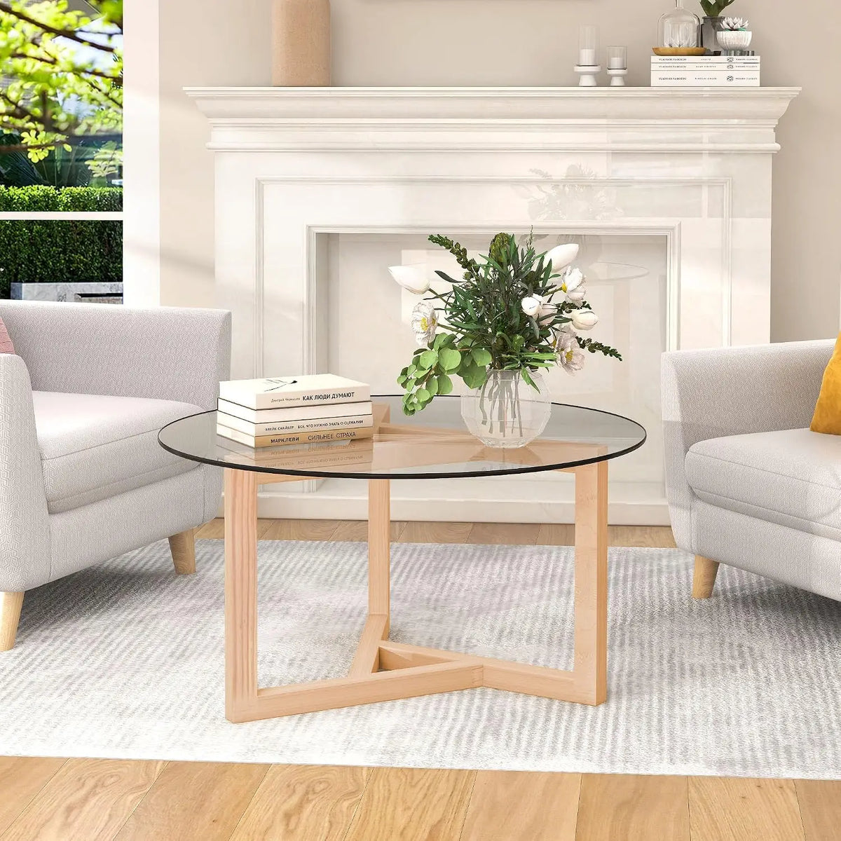Modern Round Nesting Coffee Table with Marble Top, White & Gold Nesting Coffee Table Set of 2 Center Table with, Customized