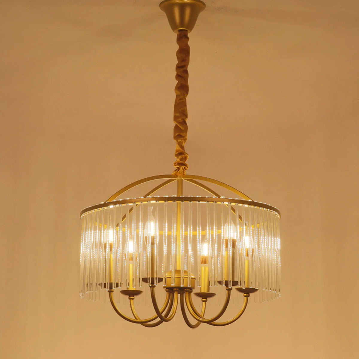 6-Light Crystal Ceiling Mounted Chandelier Ceiling Light Fixture for Home Decor