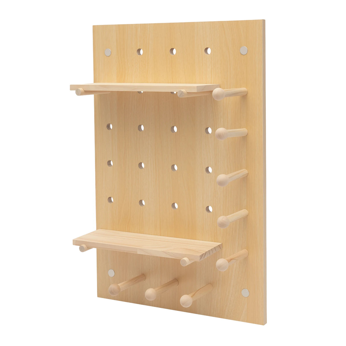 Wooden Pegboard Combination Wall Organizer Kit, Modular Display Pegboard with Shelves & Hooks, DIY Hanging Peg Board