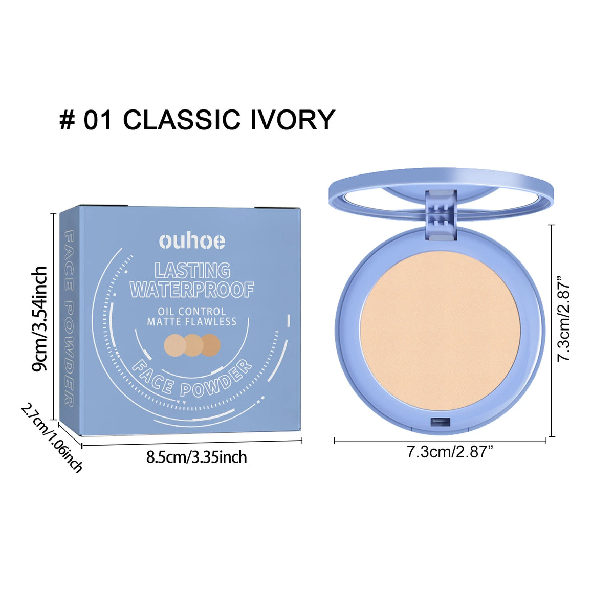 Waterproof Matte Pressed Powder Foundation for Full Coverage Oil Control