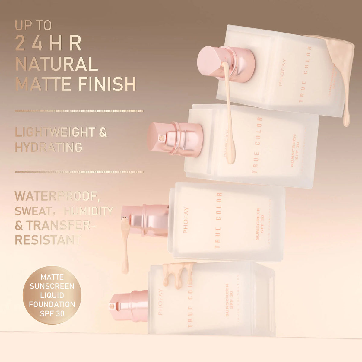 Waterproof Hydrating Liquid Foundation With SPF 50 For Smooth Coverage