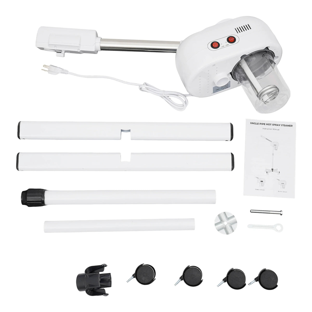 Facial Steamer 800W with Ozone-Ion Steam, 360° Rotatable Design for Salon & Home Spa, Professional Skin Care Machine with 0.2Gal Tank & Adjustable Height, White