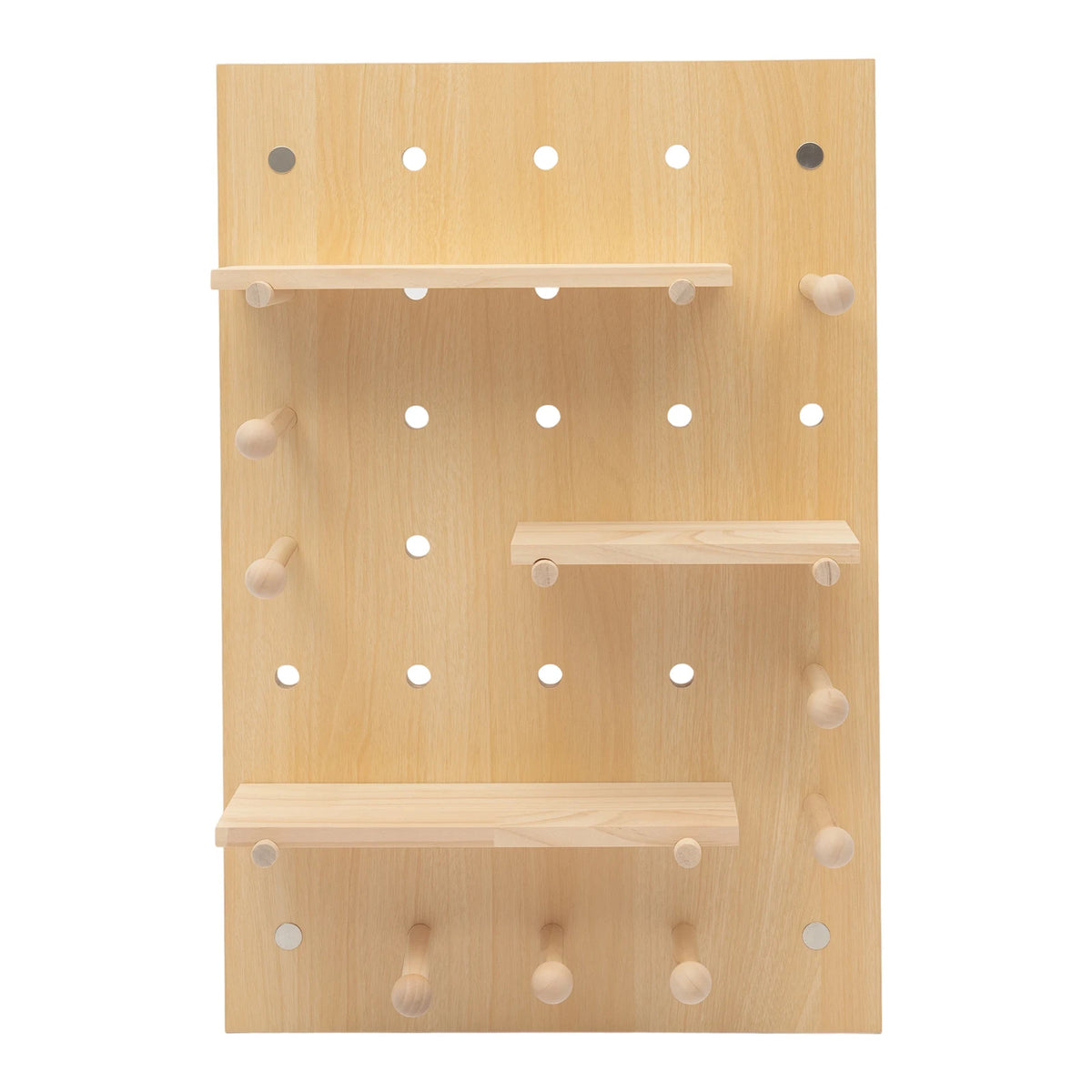 Wooden Pegboard Combination Wall Organizer Kit, Modular Display Pegboard with Shelves & Hooks, DIY Hanging Peg Board