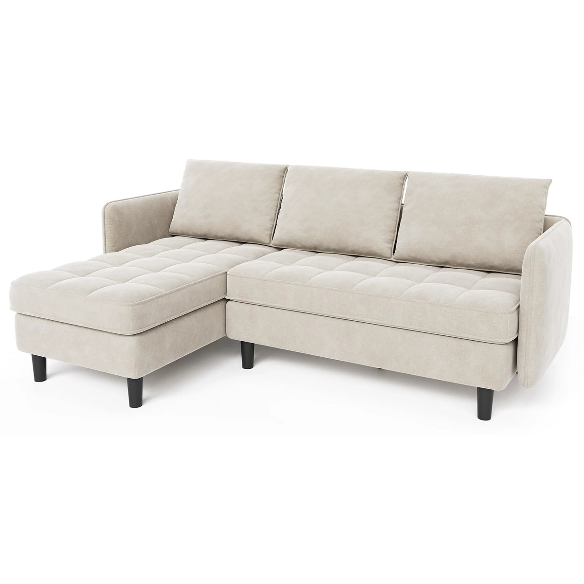 75.59 Inch Reversible L Shaped Sectional Sofa With Storage Ottoman, Chenille Couch For Small Spaces, Apartment Living Room Furniture Modern