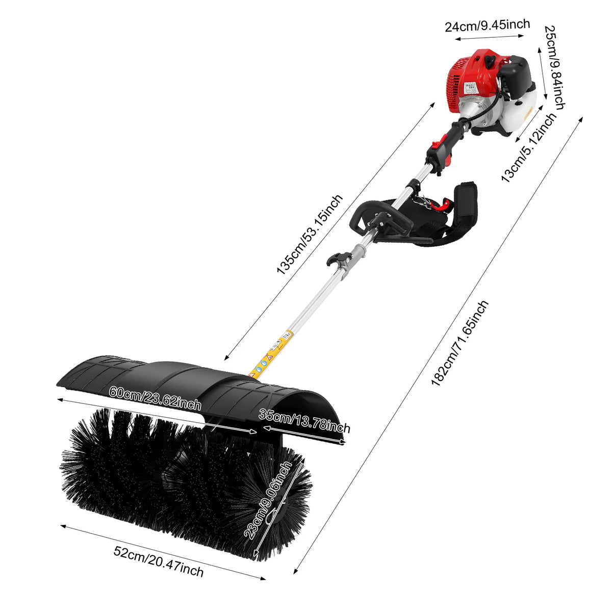 Gas Powered Walk Behind Sweeper for Lawn and Driveway Cleaning