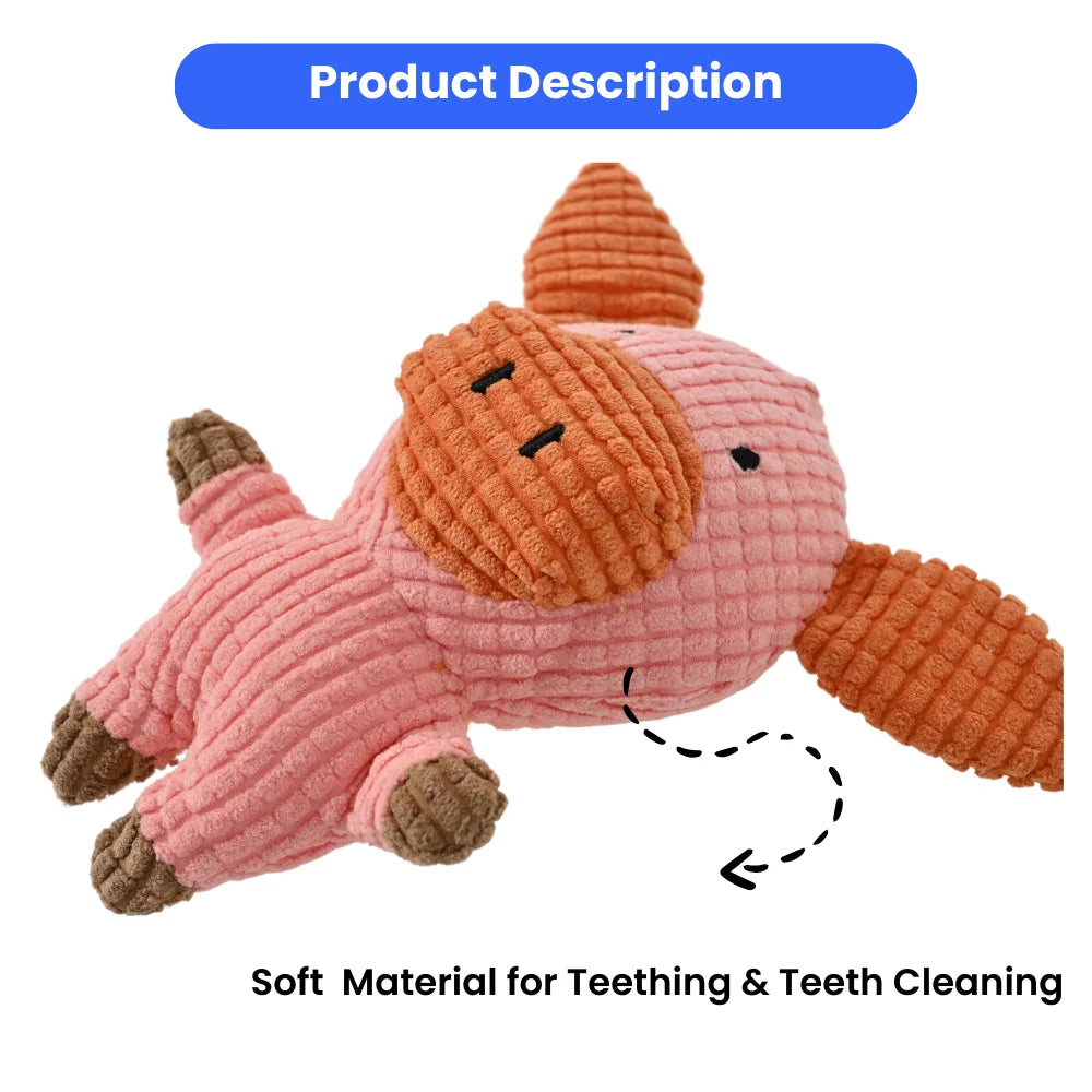 15PCS/Carton Plush Pig Dog Toy Soft Squeaky Chew Toy for Puppies Teething Teeth Cleaning Interactive Pet Toy Wholesale Pet Supplies