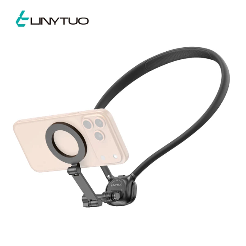 LINYTUO Magnetic Neck Phone Mount Hands Free POV Vlog Recording 360° Rotation Quick Release Neck Hanging Holder for iPhone Samsung Xiaomi
